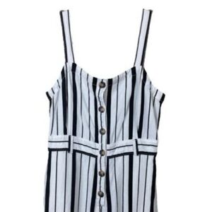 LOFT black white striped jumpsuit wide leg Sz 10